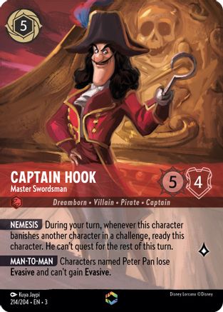 Captain Hook - Master Swordsman (Alternate Art) (214/204) - Into the Inklands Holofoil