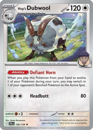 Hop's Dubwool (136) Holo Rare Reverse Holofoil