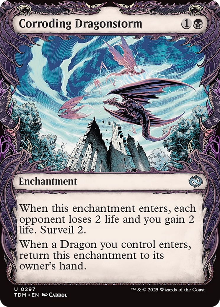 Corroding Dragonstorm (TDM-297): (Showcase, enchantment) Foil